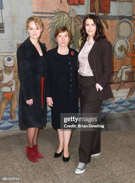 Ruth Reinecke, Lisa Wagner and Claudia Mehnert at the photo call for the new season of the television show 'Weissensee' on May 9, 2017 in Berlin,...