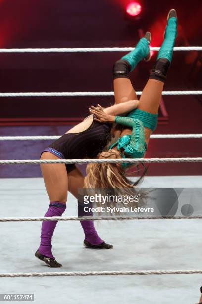 Dana Brooke fights against Alicia Fox during WWE Live 2017 at Zenith Arena on May 9, 2017 in Lille, France.