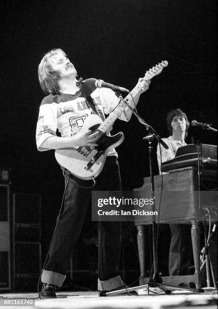 Steve Marriott and Ian McLagan of the Small Faces performing on stage at Hammersmith Odeon, London, 25 September 1977.