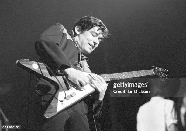 Chris Spedding performing on stage at Lyceum Theatre, London, 04 November 1977.