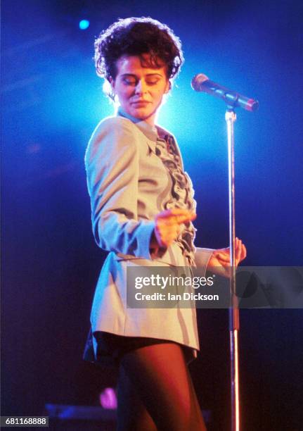 Lisa Stansfield performing on stage at Wembley Arena, London, 10 June 1992.