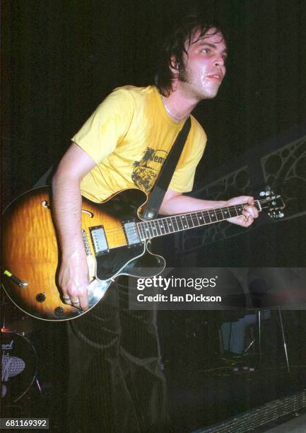 Gaz Coombes of Supergrass performing on stage at Concorde 2, Brighton, United Kingdom, 27 June 2002.
