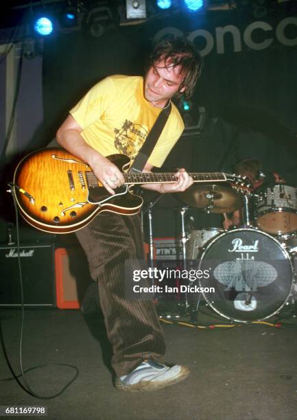 Gaz Coombes of Supergrass performing on stage at Concorde 2, Brighton, United Kingdom, 27 June 2002.