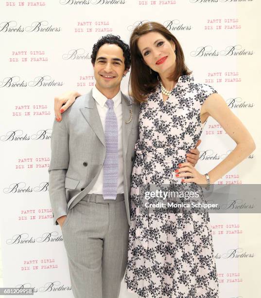 Author Plum Sykes and designer Zac Posen attend Book Launch Party for Plum Sykes' Party Girls Die In Pearls hosted by Brooks Brothers and Zac Posen...