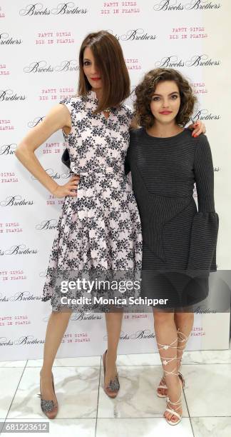 Author Plum Sykes and actress Camren Bicondova attend Book Launch Party for Plum Sykes' Party Girls Die In Pearls hosted by Brooks Brothers and Zac...