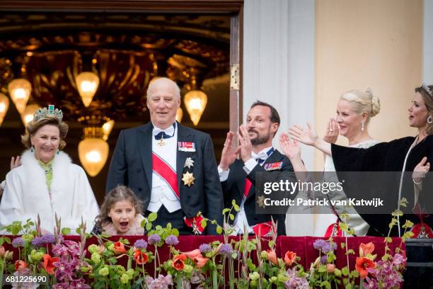 Queen Sonja, King Harald, Emma Tallulah Behn, Crown Princess Mette-Marit, Crown Prince Haakon and Princess Martha Louise attend the official Gala...