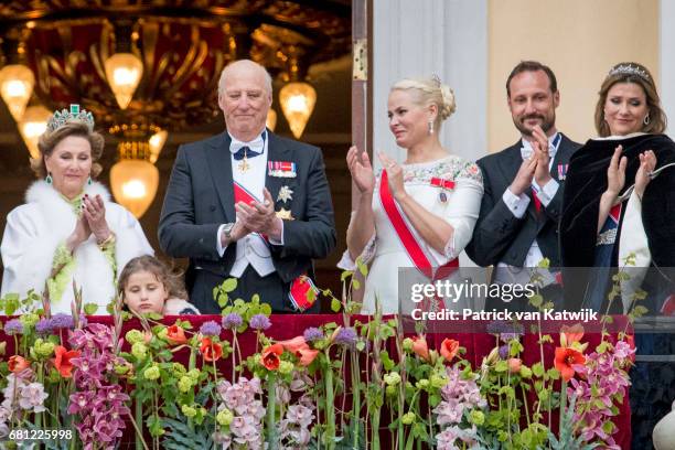 Queen Sonja, King Harald, Emma Tallulah Behn, Crown Princess Mette-Marit, Crown Prince Haakon and Princess Martha Louise attend the official Gala...