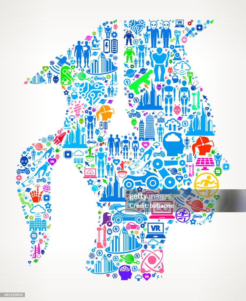 Graduation Future and Futuristic Technology Vector Icon Background