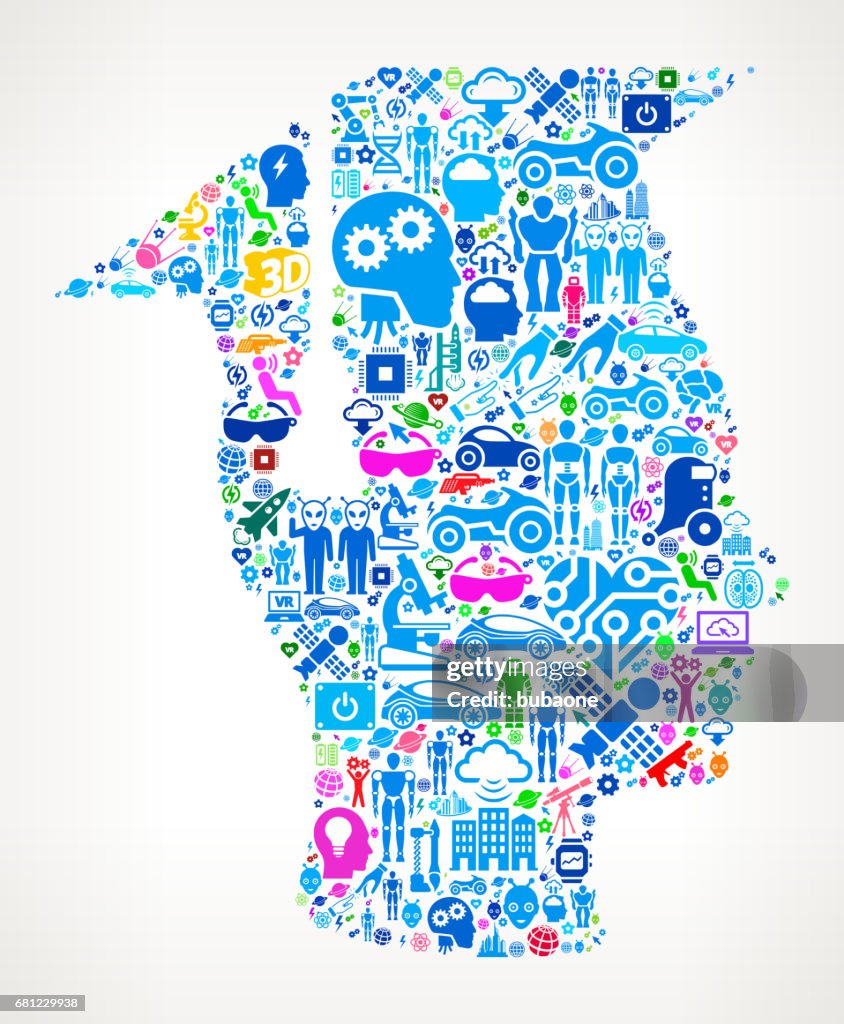 Graduation Future and Futuristic Technology Vector Icon Background