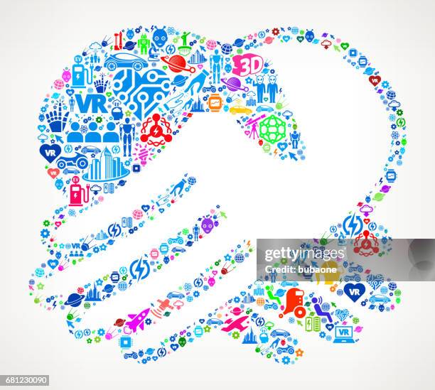 handshake future and futuristic technology vector icon background - robot hand shake stock illustrations