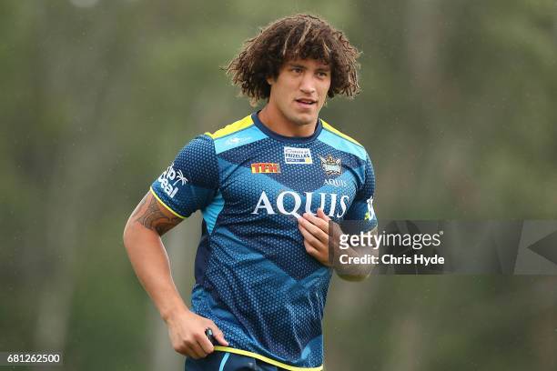 Kevin Proctor runs during a Gold Coast Titans NRL training session on May 10, 2017 in Gold Coast, Australia.
