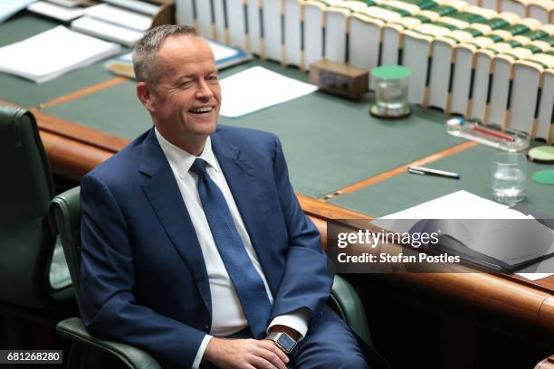 Opposition Leader Bill Shorten during question time at Parliament House on May 10, 2017 in Canberra, Australia. The Turnbull Government's second...