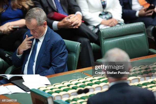 Opposition Leader Bill Shorten during question time at Parliament House on May 10, 2017 in Canberra, Australia. The Turnbull Government's second...