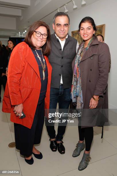 Fern Mallis, Bibhu Mohapatra and guest attend "A Magic Bus Cocktail Party" at DAG Modern on May 9, 2017 in New York City.