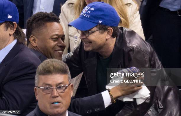 Michael J. Fox and Cuba Gooding, Jr. Attend Ottawa Senators Vs. New York Rangers 2017 Playoff Game on May 9 at Madison Square Garden in New York City.