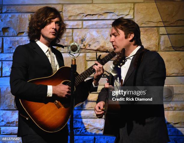 Singer/Songwriter Joey Ryan and Kenneth Pattengale of The Milk Carton Kids perform during The Americana Music Honors & Awards Nominations Ceremony in...