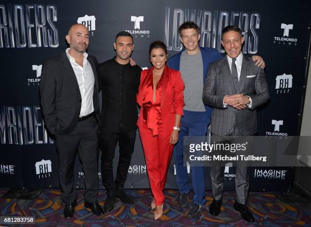Director Ricardo de Montreuil, actors Gabriel Chavarri and Eva Longoria, producer Jason Blum and actor Theo Rossi attends the Los Angeles special...