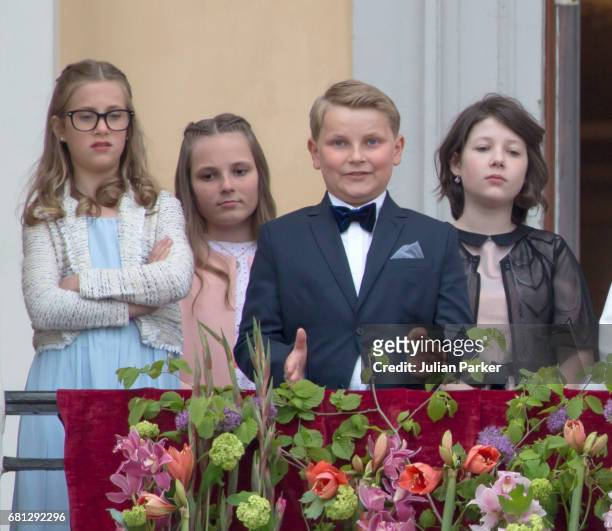 Leah Isadora Behn, Princess Ingrid Alexandra, Prince Sverre Magnus, Maud Angelica Behn, attend an official Gala dinner at the Royal Palace, in Oslo,...