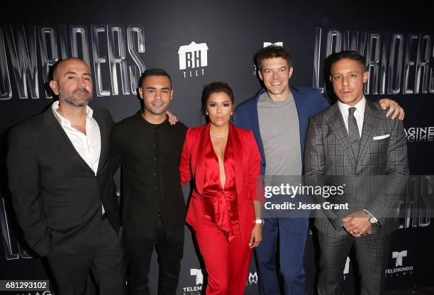 Director Ricardo de Montreuil, actor Gabriel Chavarria, actress Eva Longoria, producer Jason Blum and actor Theo Rossi attend the premiere of BH...