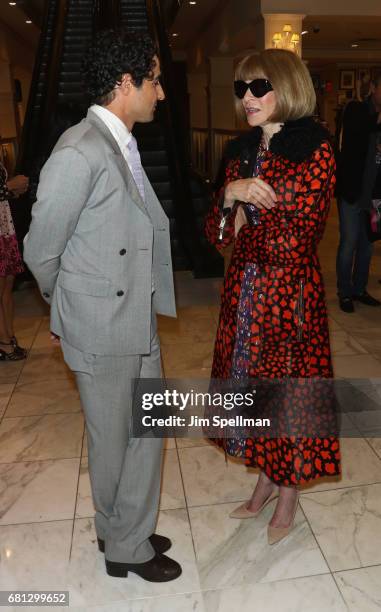 Designer Zac Posen and journalist/editor Anna Wintour attend Plum Skye's "Party Girls Die In Pearls" book launch celebration at Brooks Brothers on...