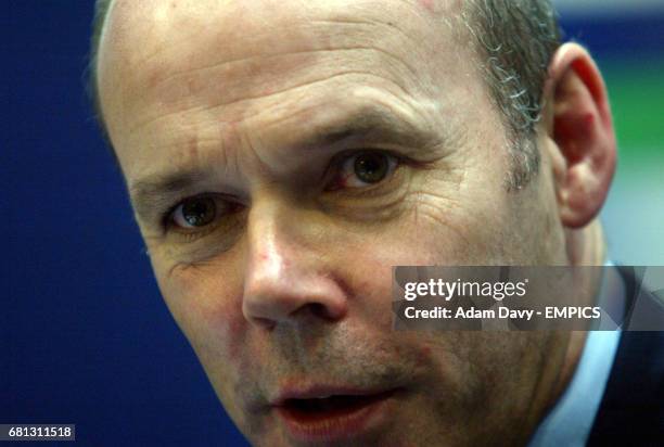 England's Coach Sir Clive Woodward talks to the press about the forthcoming 6 Nations tournament