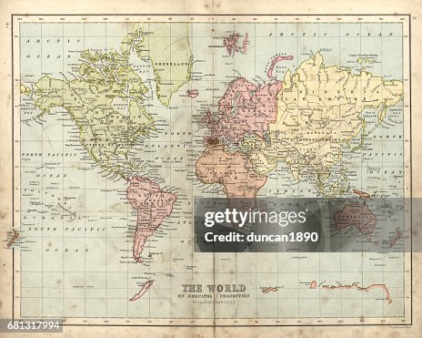 Antique map of the world, 1873 Antique map of the world, 1873