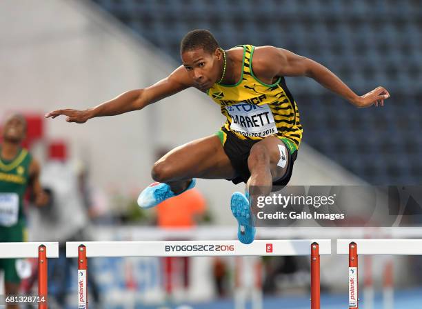 Timor Barrett of Jamaica competes in the semi final of the mens 400m hurdles during the evening session on day 4 of the IAAF World Junior...