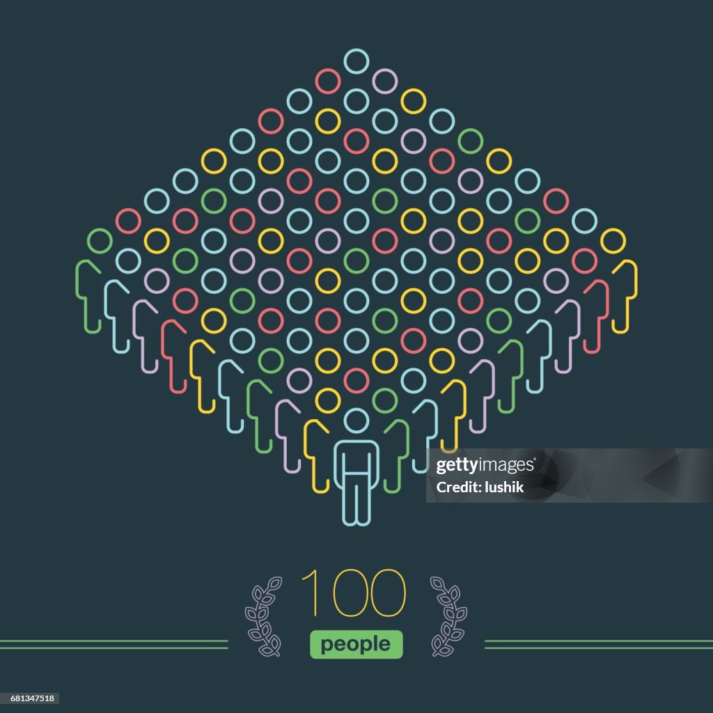 100 mensen - Pixel perfect Infographic - mannelijke teamleider