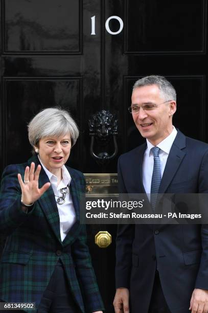 Prime Minister Theresa May welcomes Nato secretary general Jens Stoltenberg at 10 Downing Street, London, for talks ahead of a summit meeting of Nato...