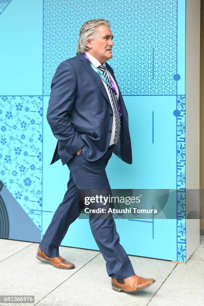 Director of Performance Scott Johnson of Scottland arrives to the Kyoto State Guest House during the Rugby World Cup Pool Draw on May 10, 2017 in...