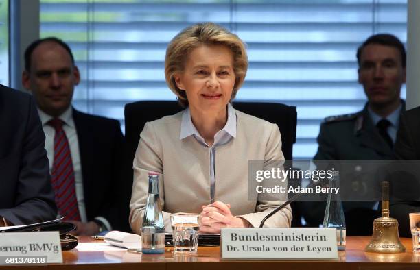 Defense Minister Ursula von der Leyen arrives for a special meeting of a German federal Parliament commission into abuse within the German military...