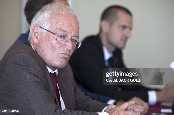 Former Chairmen of the chambers of the independent FIFA Ethics Committee, Hans-Joachim Eckert and Cornel Borbely give a press conference after FIFA's...