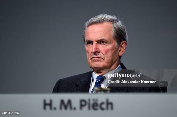 Hans Michel Pich arrives for the company's annual general shareholders meeting on May 10, 2017 in Hanover, Germany. While the company has shown...