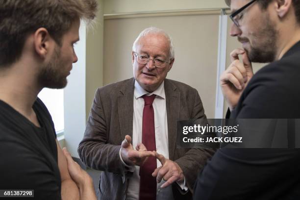 Former Chairman of the chambers of the independent FIFA Ethics Committee Hans-Joachim Eckert speaks with foreign journalists on May 10, 2017 in...