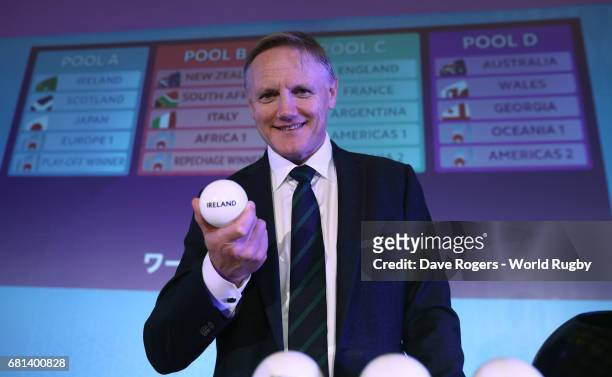 Joe Schmidt, Head Coach of Ireland poses during the Rugby World Cup 2019 Pool Draw at the Kyoto State Guest House on May 10, 2017 in Kyoto, Japan.