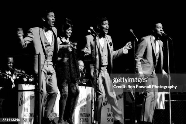 Smokey Robinson and the Miracles perform at Evanston High School in Evanston, Illinois September 1968