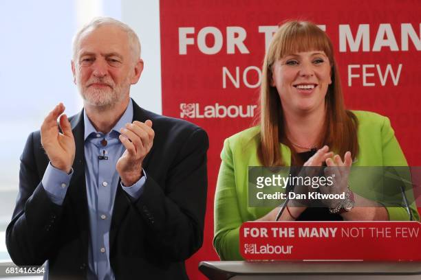 Leader of the Labour Party, Jeremy Corbyn, and Shadow Education Secretary, Angela Rayner, launch Labour's education plans at Leeds City College on...
