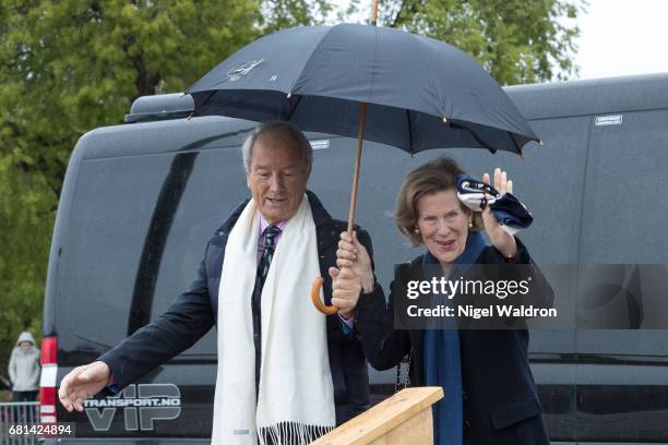 Bernhard Mach, Countess madeleine bernadotte kogevinas of Sweden attend a lunch on the Royal yacht, Norge, on the occasion of the celebration of King...