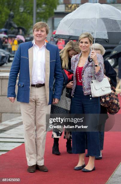 King Willem-Alexander and Queen Maxima of The Netherlands, leave to attend a lunch on the Norwegian Royal Yacht "Norge" as part of the celebrations...