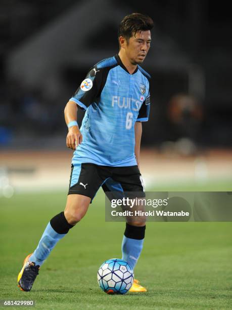 Yusuke Tasaka of Kawasaki Frontale in action during the AFC Champions League Group G match between Kawasaki Frontale and Eastern SC at Kawasaki...