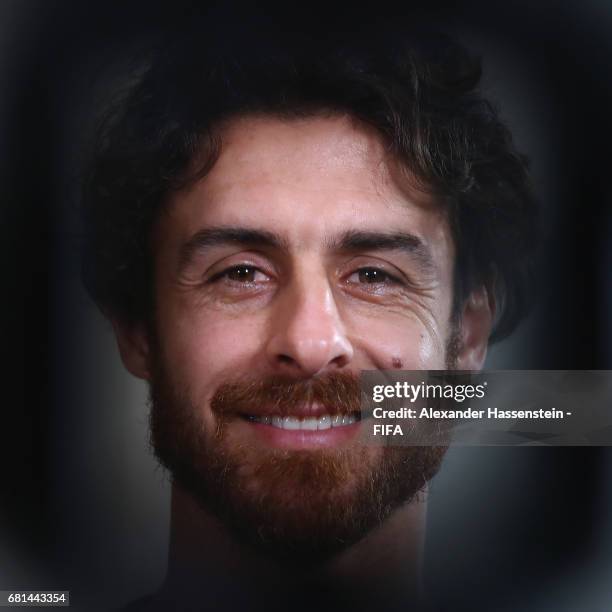 Legend Pablo Aimar of Argentina poses after a interview at The Diplomat Radisson BLU Hotel on May 10, 2017 in Manama, Bahrain.