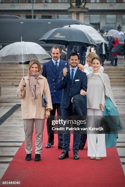Princess Martha Louise of Norway, Prince Carl Philip of Sweden and Princess Sofia of Sweden attend a lunch on the Norwegian Royal yatch "Norge"to...