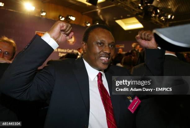 South Africa's commitee President Irvin Khoza celebrates after South Africa are awarded to be the host nation for the 2010 World Cup