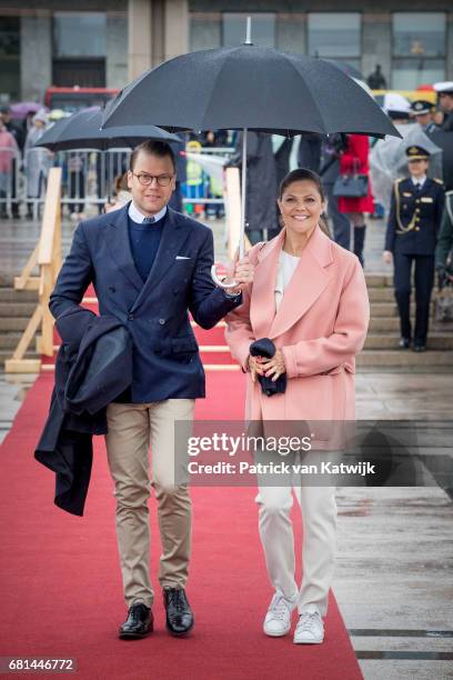 Crown Princess Victoria of Sweden and Prince Daniel of Sweden attend a lunch on the Norwegian Royal yatch "Norge"to celebrate the 80th birthdays of...