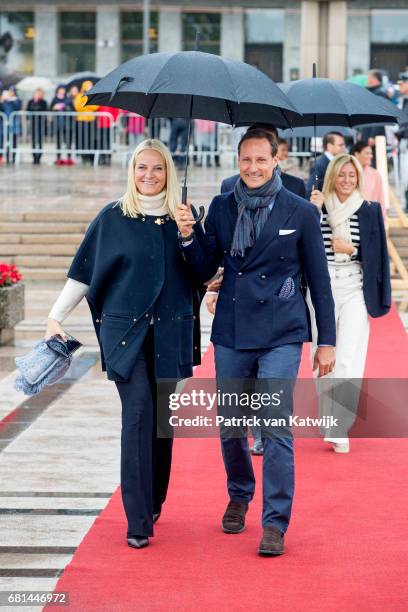 Crown Prince Haakon of Norway and Crown Princess Mette-Marit of Norway attend a lunch on the Norwegian Royal yatch "Norge"to celebrate the 80th...