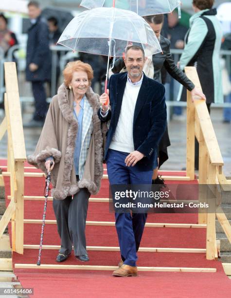 Lady Elizabeth Shakerley and Carlos Euguster attend a luncheon on the Royal yacht Norge, on the occasion of the celebration of King Harald and Queen...