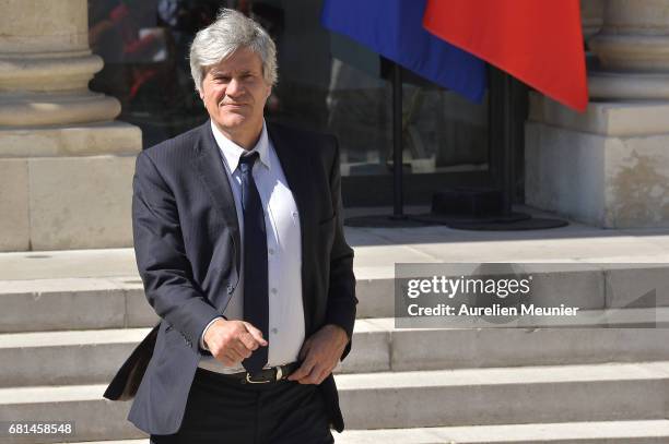 French Minister of Agriculture and Forestry, Gouvernment Spokesman Stephane Le Foll leaves the Elysee Palace after French President Francois Hollande...