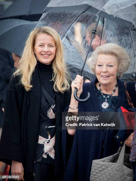 Princess Mabel of Orange-Nassau and Princess Beatrix of the Netherlands attend a lunch on the Norwegian Royal yatch "Norge"to celebrate the 80th...
