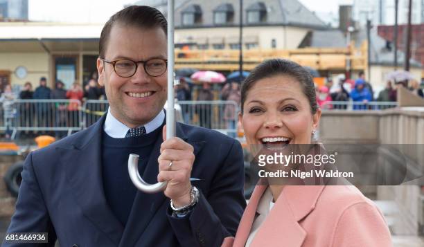 Prince Daniel of Sweden and Princess Victoria of Sweden attend a lunch on the Norwegian Royal yatch "Norge" to celebrate the 80th birthdays of King...