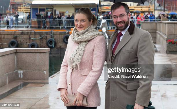 Prince Guillaume of Luxembourg and Princess Stephanie of Luxembourg attend a lunch on the Norwegian Royal yatch "Norge" to celebrate the 80th...